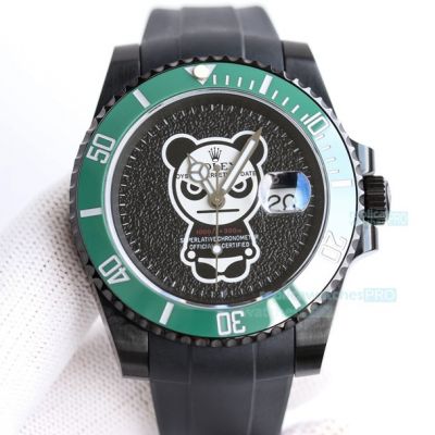 Replica Rolex Swiss ETA2836 Sea-Dweller Deepsea Bearbrick BLAKEN Date Watch 40mm Black Dial Rubber